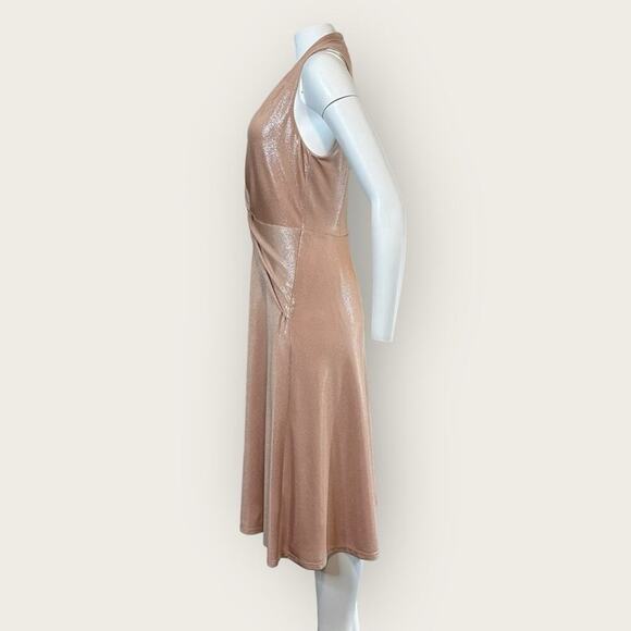 NWT | Lauren Ralph Lauren | Stretch Foiled V-Neck Sleeveless Midi | Pink | 8 - Picture 6 of 14